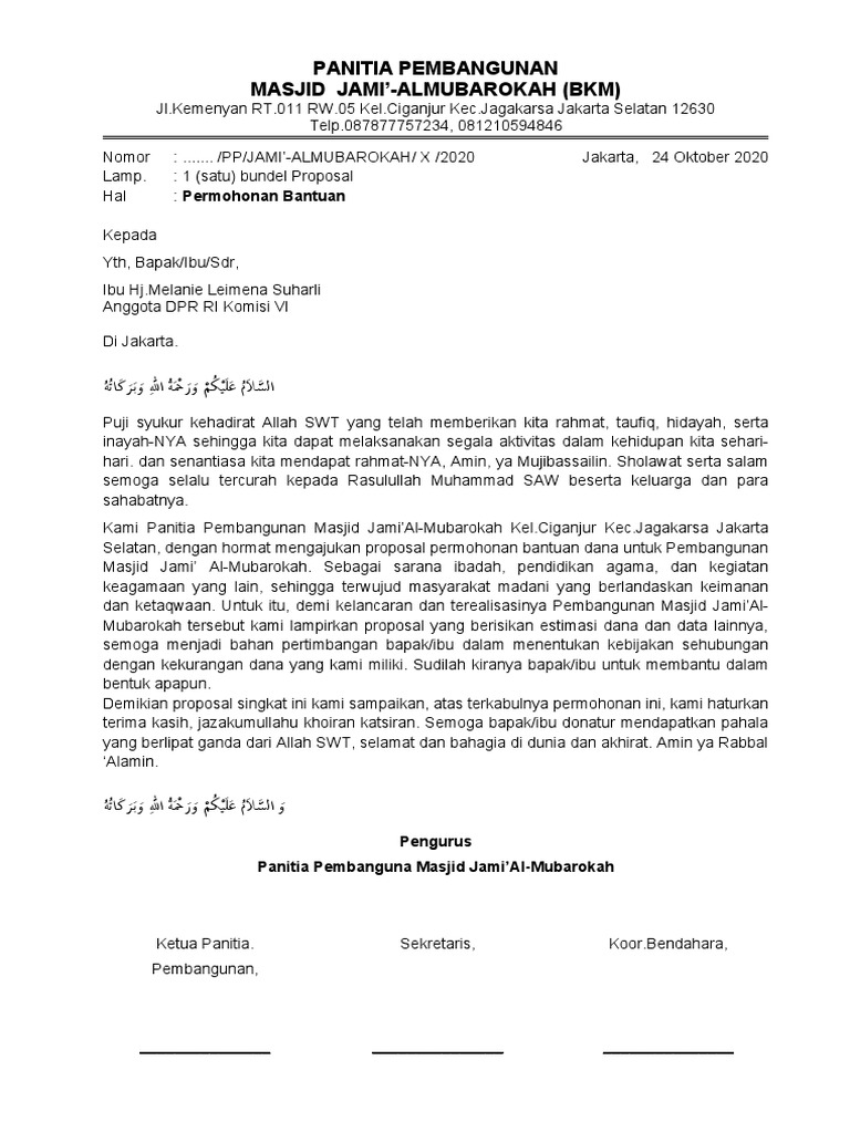 Proposal Bantuan Pembangunan Masjid | PDF | Agama & Spiritualitas