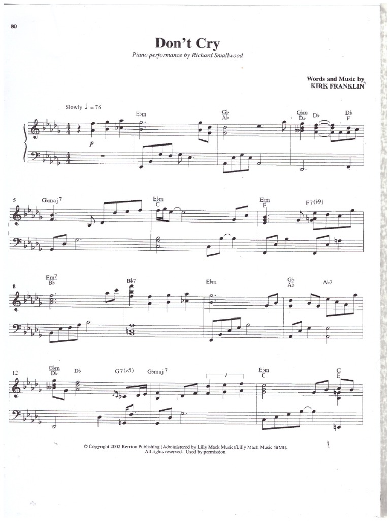 Dont Cry - Kirk Franklin | PDF