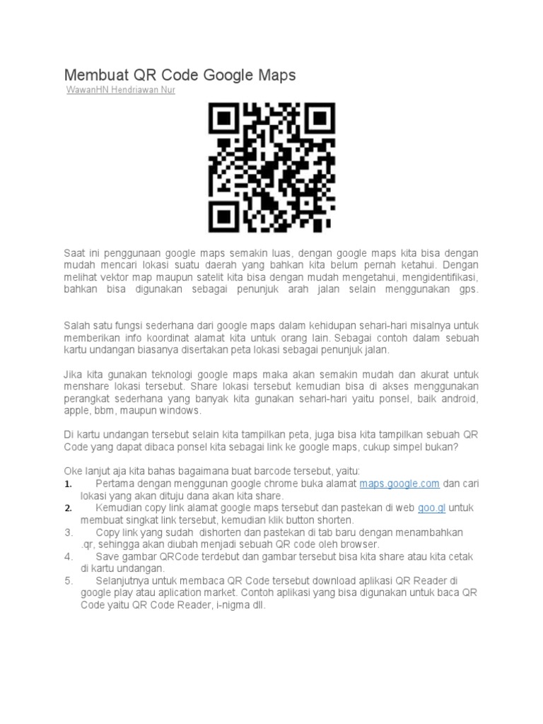Membuat Qr Code Google Maps Pdf