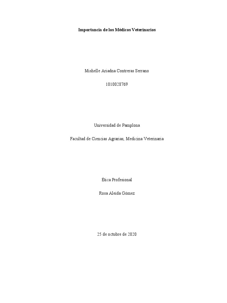 Importancia del Médico Veterinario en Colombia | PDF | Medicina ...