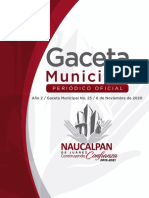 Gaceta Municipal Naucalpan Ano 2 Numero 25 Del 6 de Noviembre de 2020