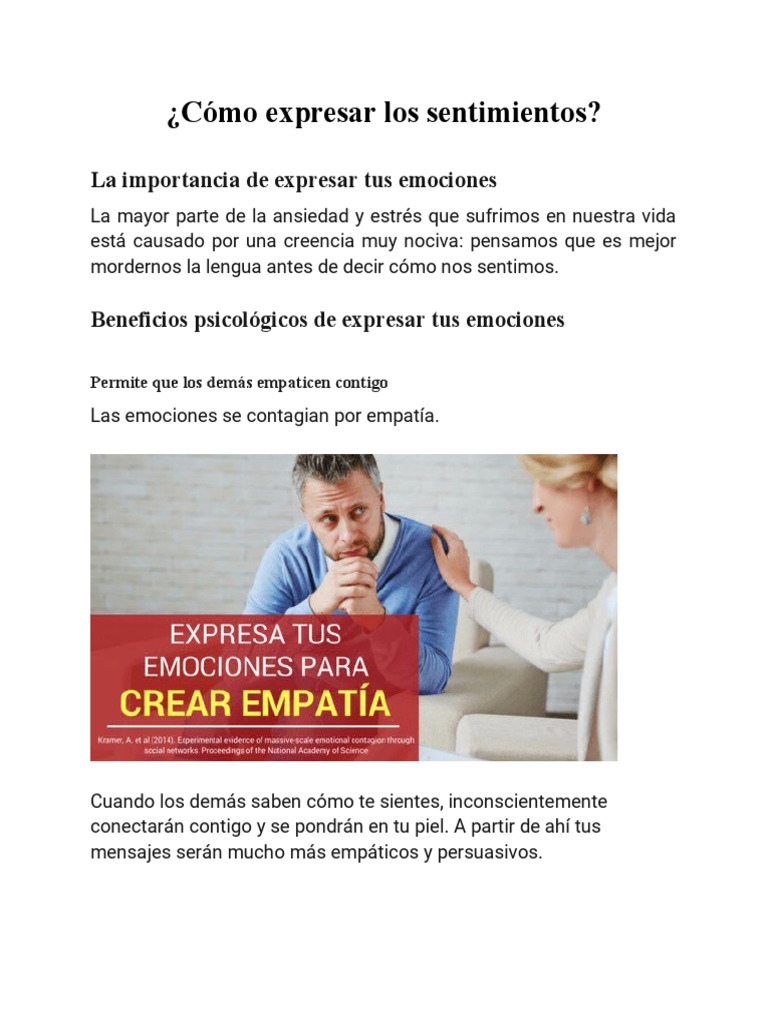 Cómo Expresar Las Emociones | PDF | Experiencia subjetiva | Las emociones