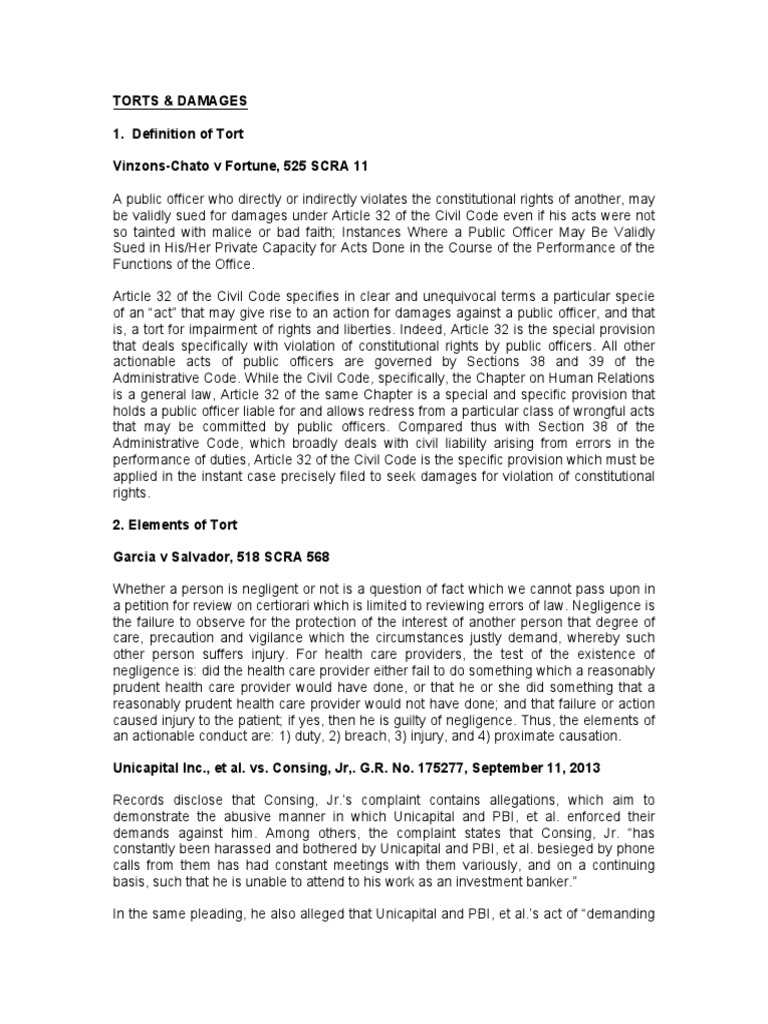 Understanding Torts and Damages Law | PDF | Negligence | Legal Concepts