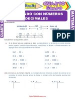 División Con Números Decimales para Cuarto Grado de Primaria