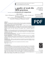 Call Centres, Quality of Work Life and HRM Practices: An In-House/outsourced Comparison