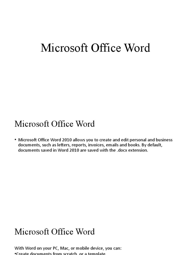 Microsoft Word 2010 User Guide | PDF | Microsoft Word | Microsoft Office