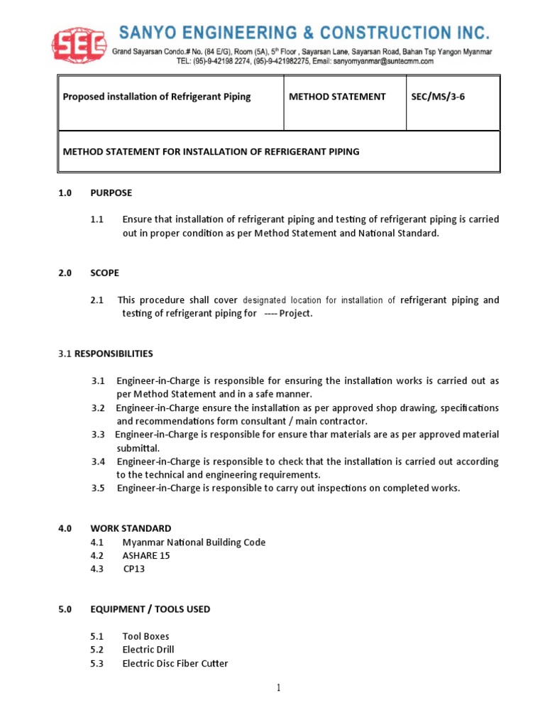 Refrigerant Piping Installation Method | PDF | Scaffolding | Pipe ...