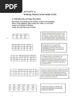 Activity 2: Unifying Themes in The Study of Life: A. DAD (Decode, Arrange, Describe)