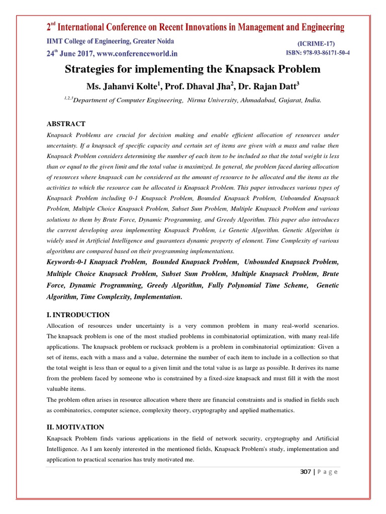 P307-315 Knapsack | PDF | Theory Of Computation | Computer Science