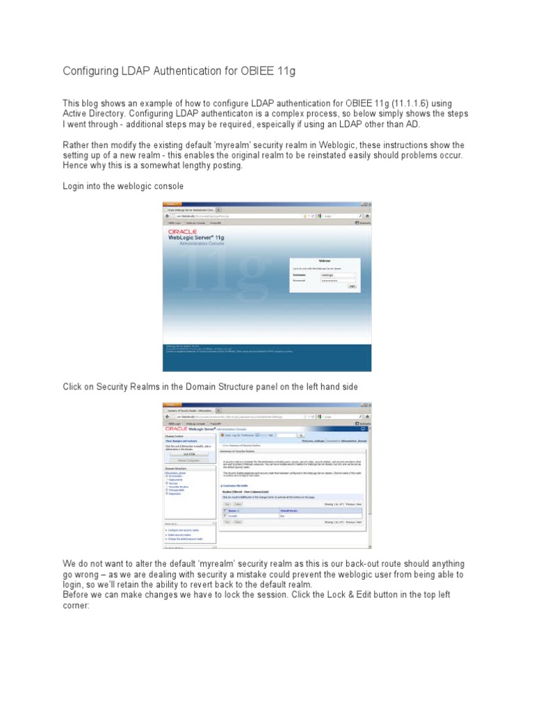 Configuring LDAP Authentication For OBIEE 11g | PDF | Active Directory ...