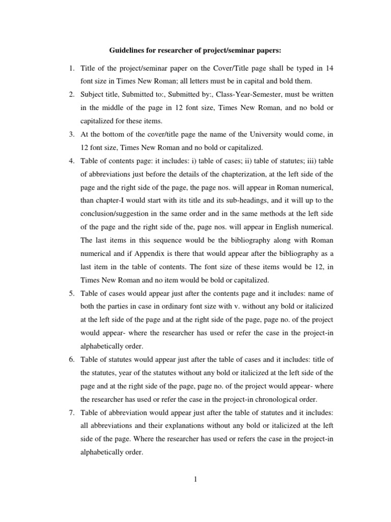 Project Paper Formatting Guidelines | PDF | Note (Typography) | Letter Case