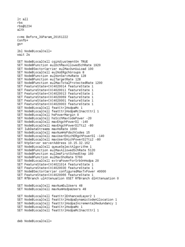 3G Parameter Configuration Guide | PDF