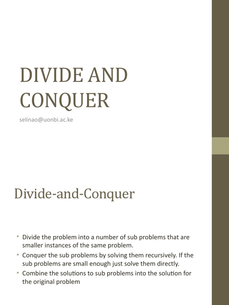 Divide and Conquer | PDF | Algorithms And Data Structures | Teaching ...