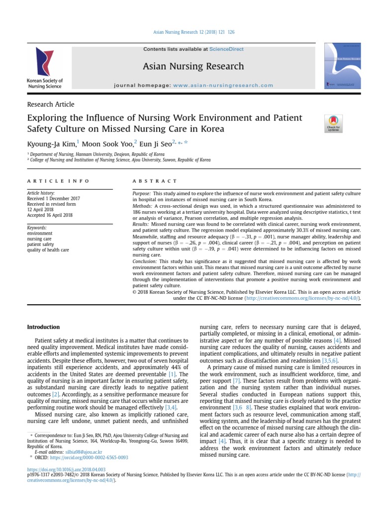 Exploring The Influence of Nursing Work Environment and Patient | PDF ...