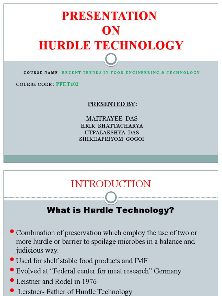 Hurdle Technology Presentation PDF Food Preservation