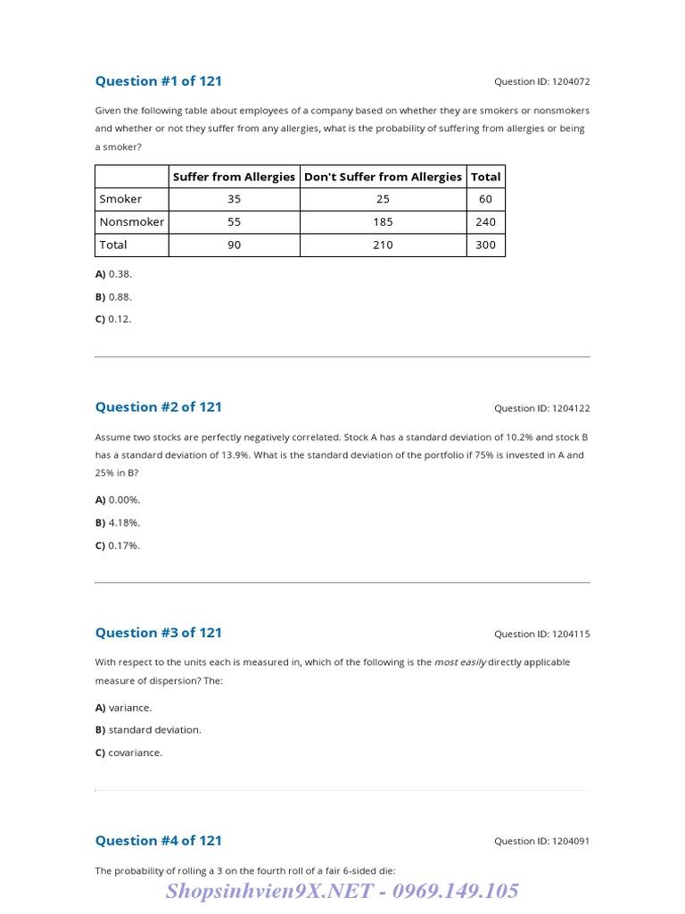 Portfolio Standard Deviation Calculations | PDF | Standard Deviation ...