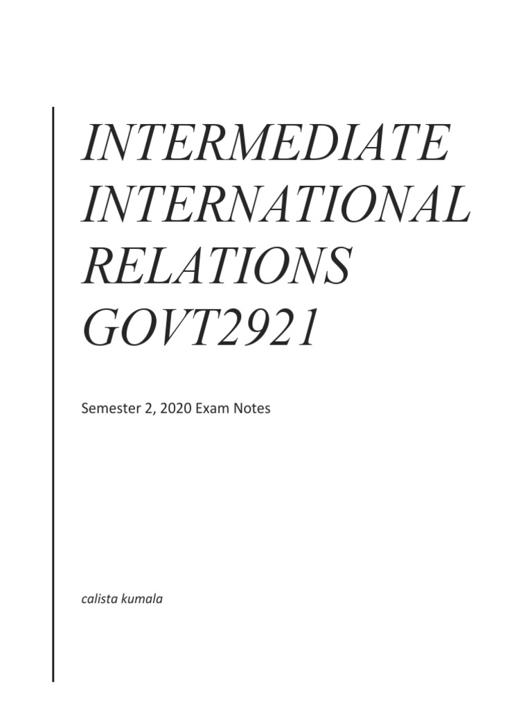 Intermediate International Relations GOVT2921: Semester 2, 2020 Exam ...