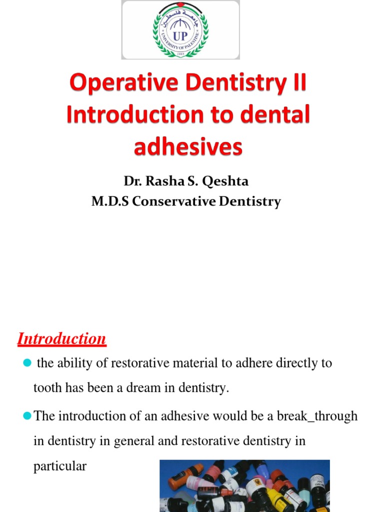 5introduction to Dental Adhesives المعدلة PDF Adhesion Tooth Enamel