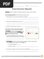 Student Exploration: Magnetism: Vocabulary: Attract, Bar Magnet, Ferromagnetic, Magnetize, North Pole, Repel, South Pole