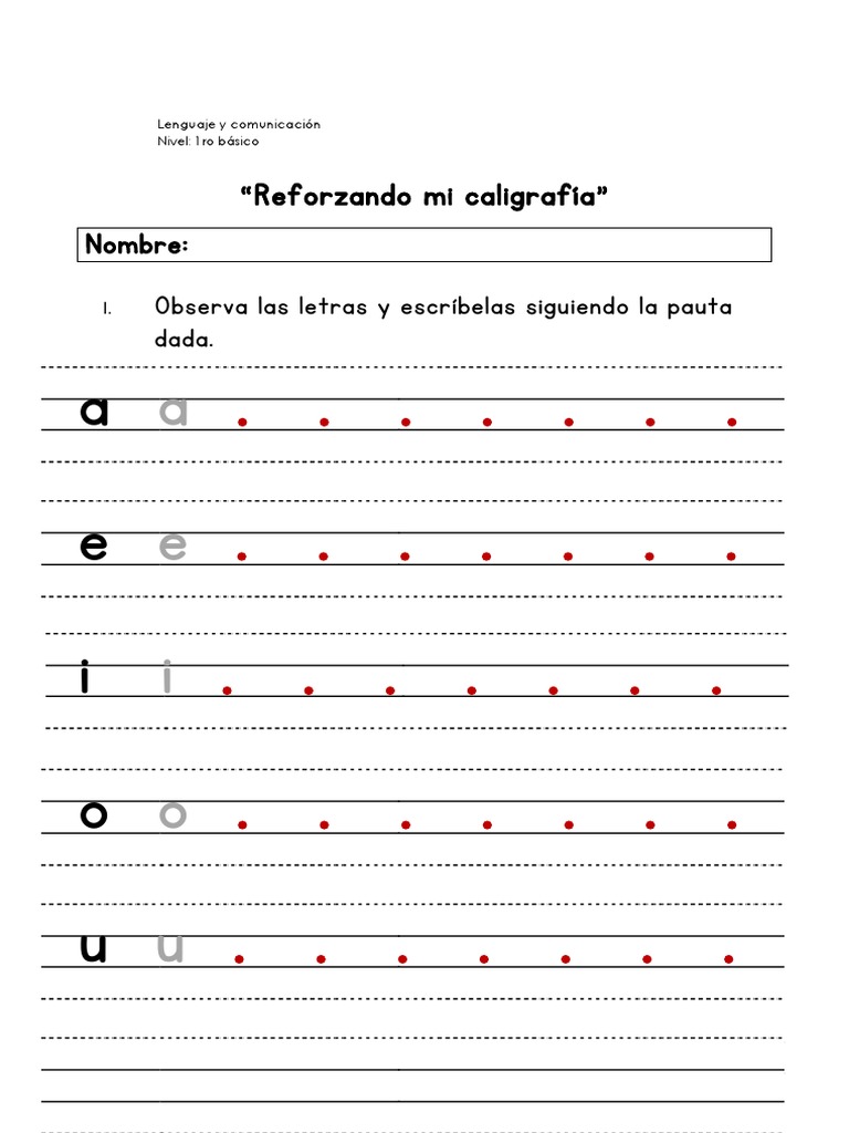 Fichas De Caligrafia Pdf Para Caligrafía Imprenta | PDF