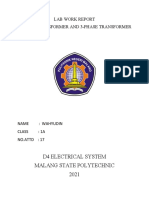 Lab Work Report 1-Phase Transformer and 3-Phase Transformer: D4 Electrical System Malang State Polytechnic 2021