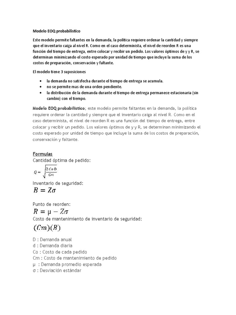 Modelo EOQ Probabilistico | PDF | Inventario | Matemáticas Aplicadas