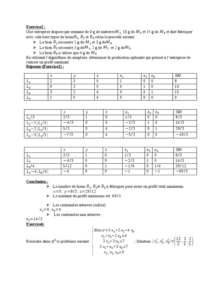 Exercice Simplexe Cours | PDF | Algorithmes et structures de données ...