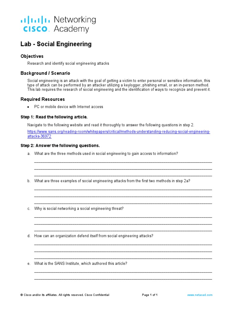 Understanding Social Engineering Attacks | PDF | Social Engineering ...
