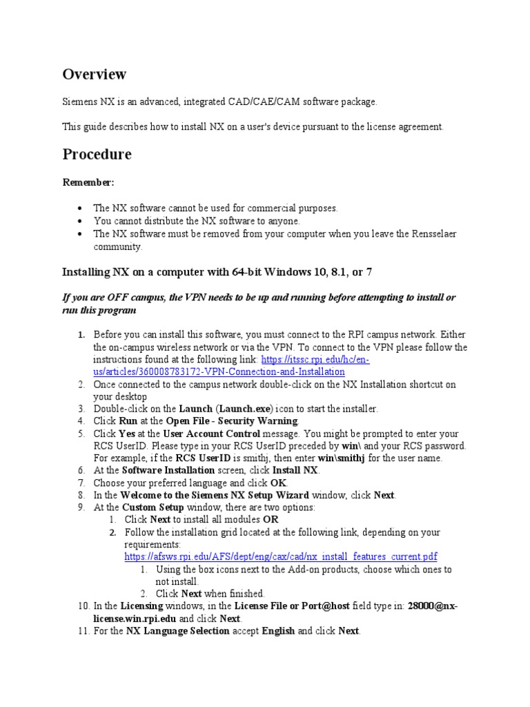 Siemens NX Installation Guide for RPI | PDF | Computer Engineering ...