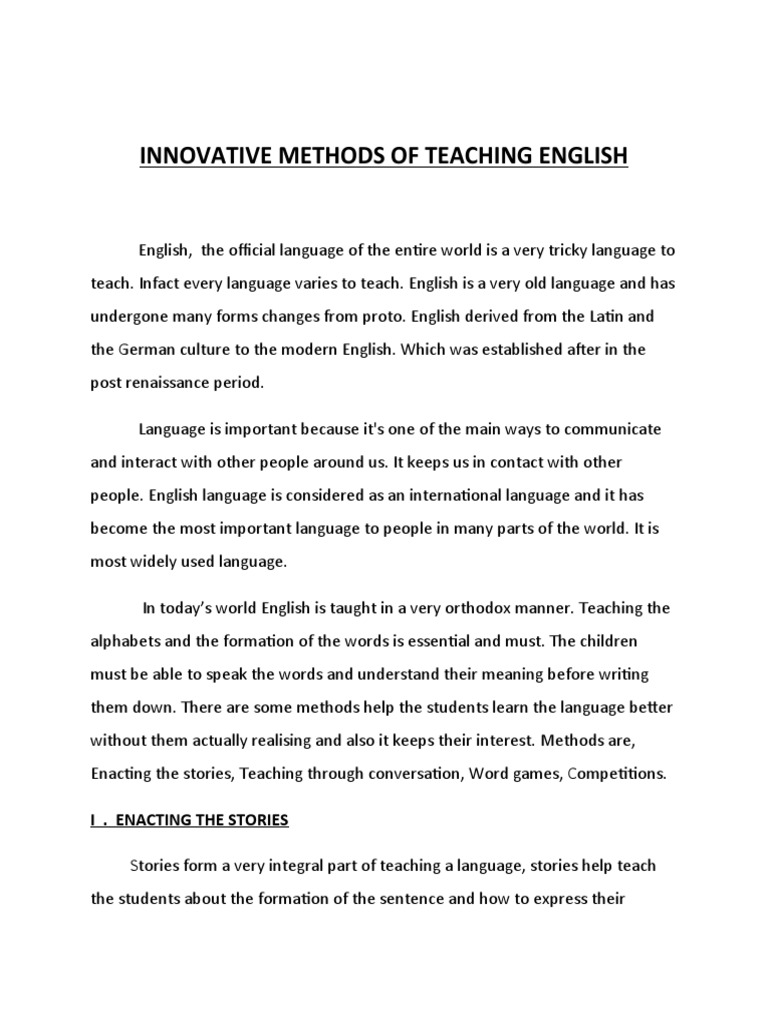Innovative English Teaching Methods | PDF | Conversation | English Language