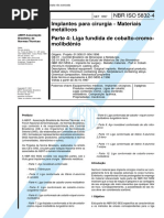 NBR 5832 - Implantes para Cirurgia - Materiais Metalicos - Parte 4 Liga Fundida de Cobalto-Cromo