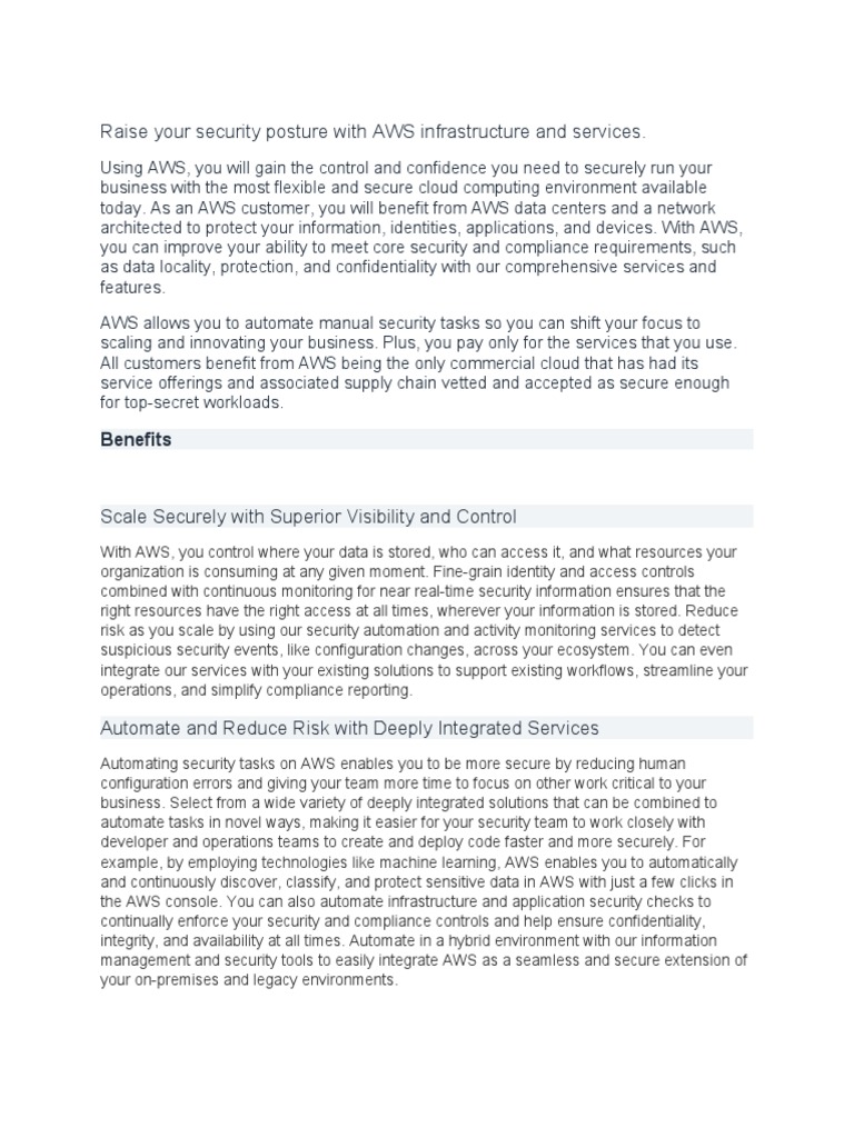 Raise Your Security Posture With AWS Infrastructure and Services | PDF ...