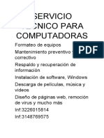 Servicio Tecnico Para Computadoras