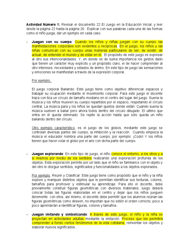El Juego en La Educación Inicial | PDF | Adultos | Educación de la ...
