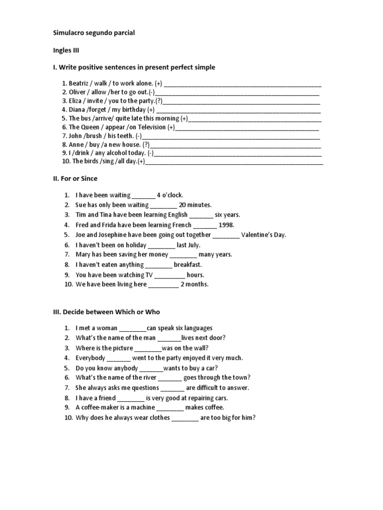 Simulacro Segundo Parcial Ingles 3 2021 | PDF