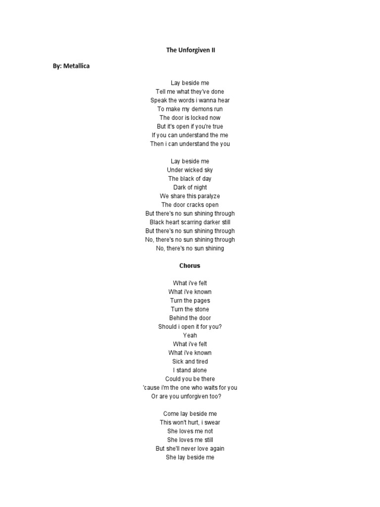Metallica's The Unforgiven II Lyrics | PDF
