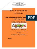 Tareas diagnósticas de Lengua, Matemática y Ciencias para 7mo B EGB