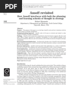 Ansoff Revisited: How Ansoff Interfaces With Both The Planning and Learning Schools of Thought in Strategy