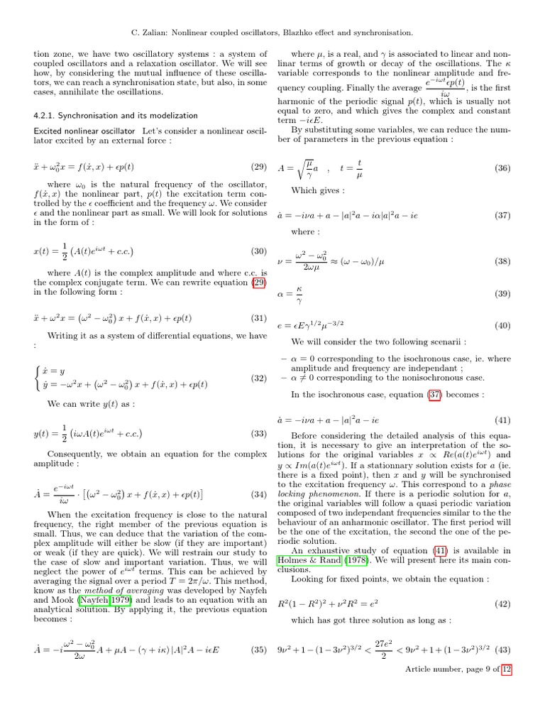 C. Zalian Coupled Oscillators, Blazhko Effect and