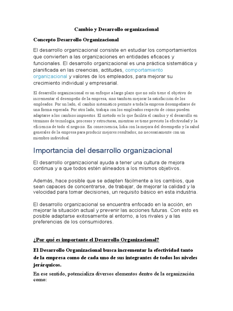 Desarrollo y Cambio Organizacional | PDF | Desarrollo organizacional ...