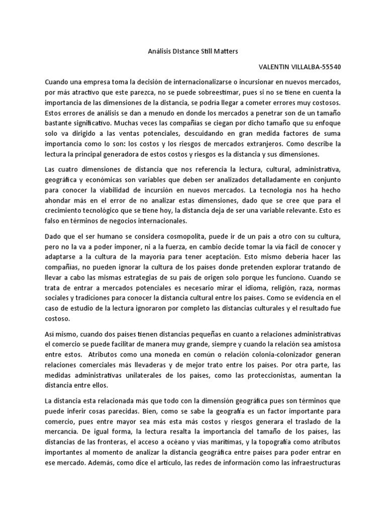 Análisis DIstance Still Matters | PDF | Comercio | Proteccionismo