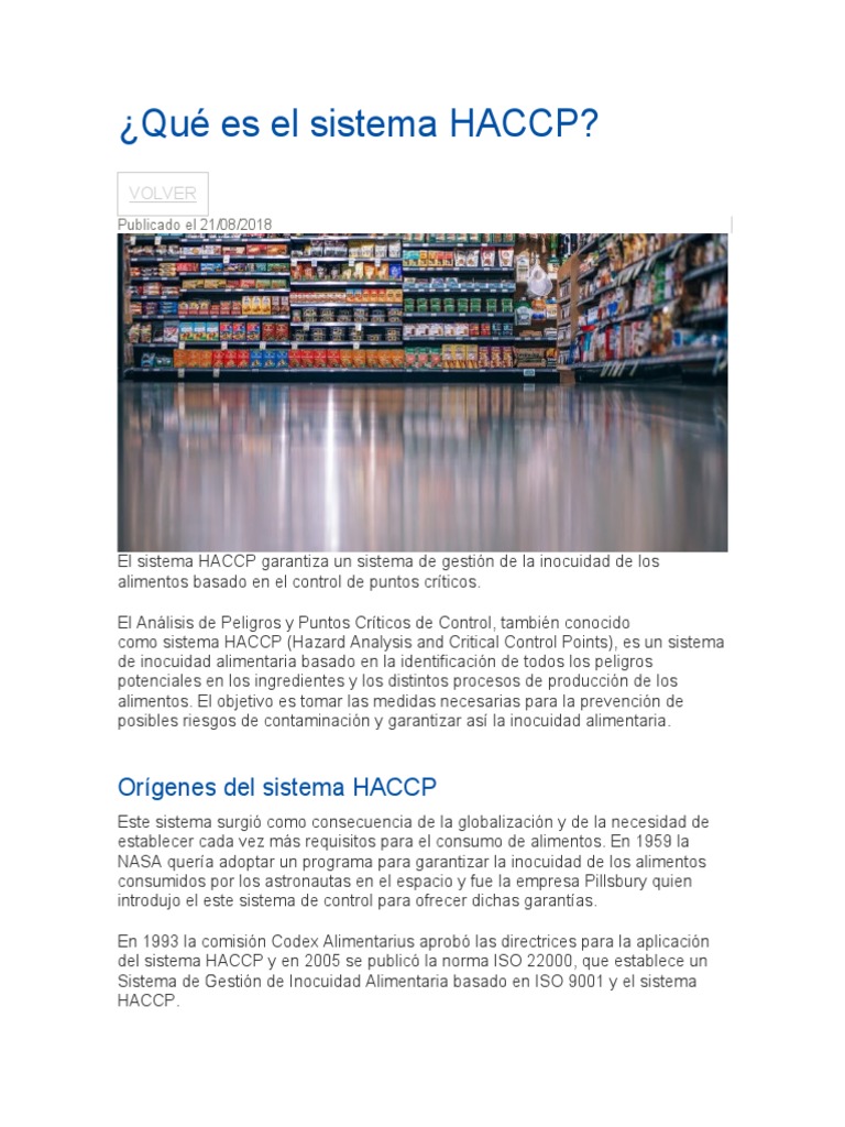 Qué Es El Sistema HACCP | PDF | Análisis de Riesgo y Puntos Críticos de ...