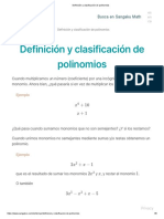 Definición y Clasificación de Polinomios