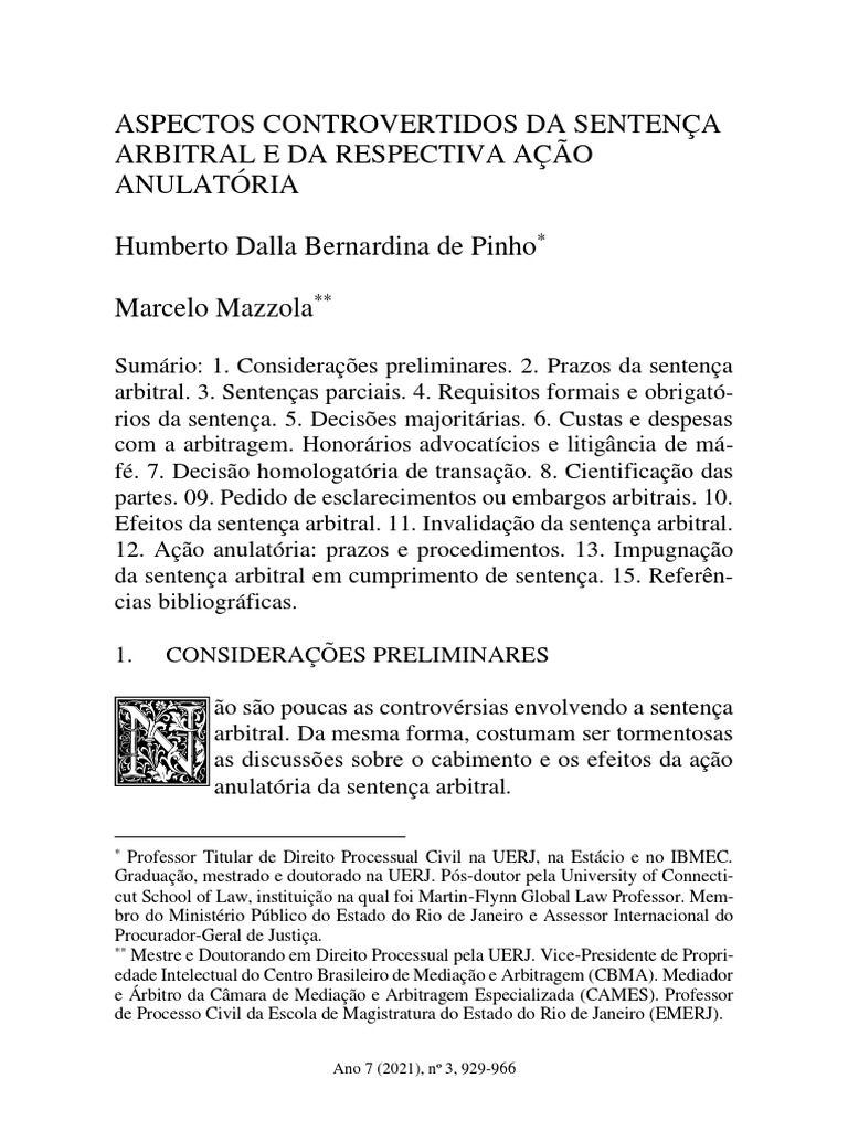 Em quais casos a sentença arbitral pode ser anulada?