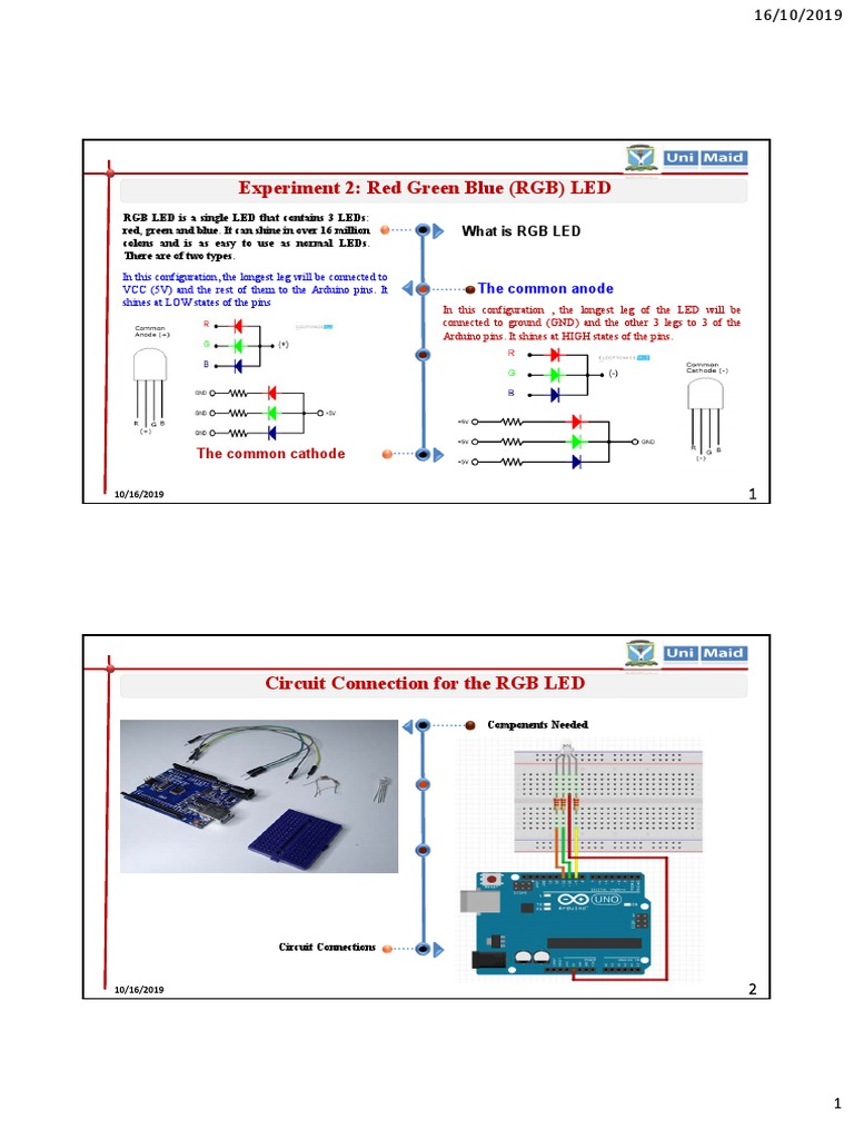 Experiment 2: Red Green Blue (RGB) LED: The Common Cathode | PDF | Rgb ...