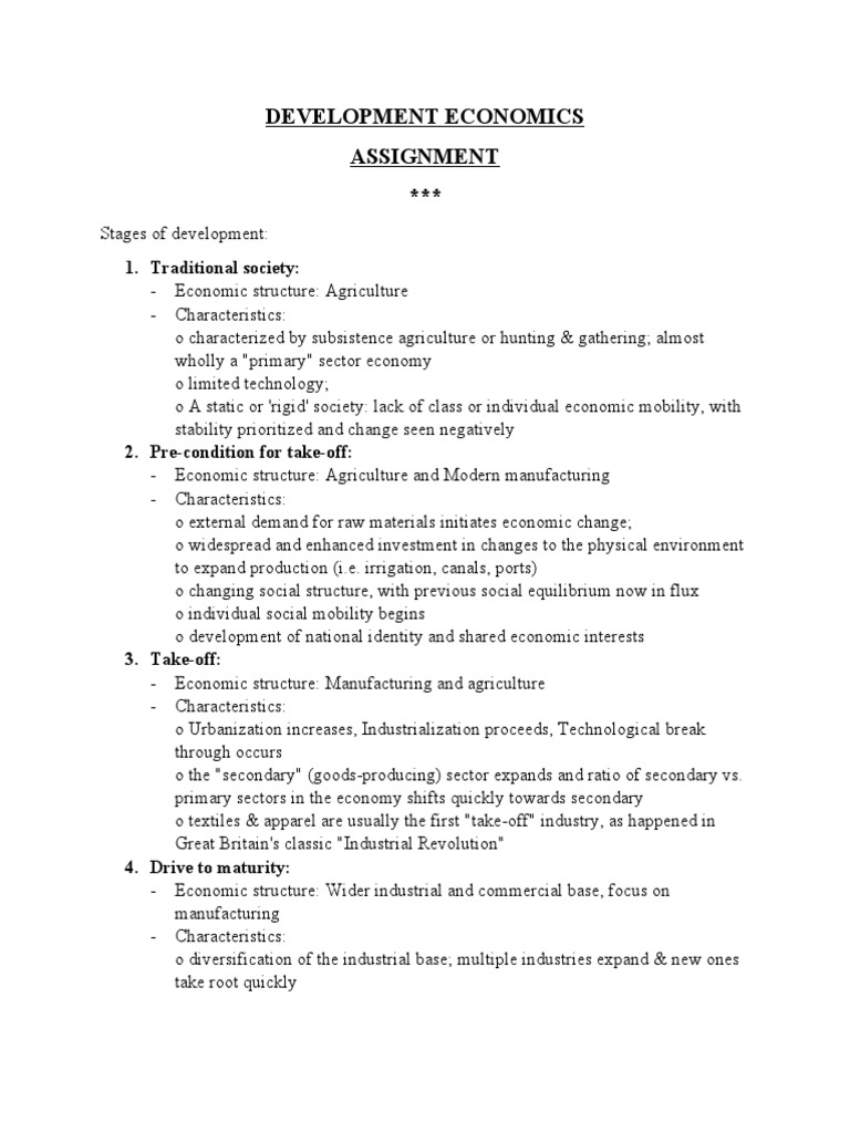 (Development Economics) (Assignment) | PDF | Development Economics ...
