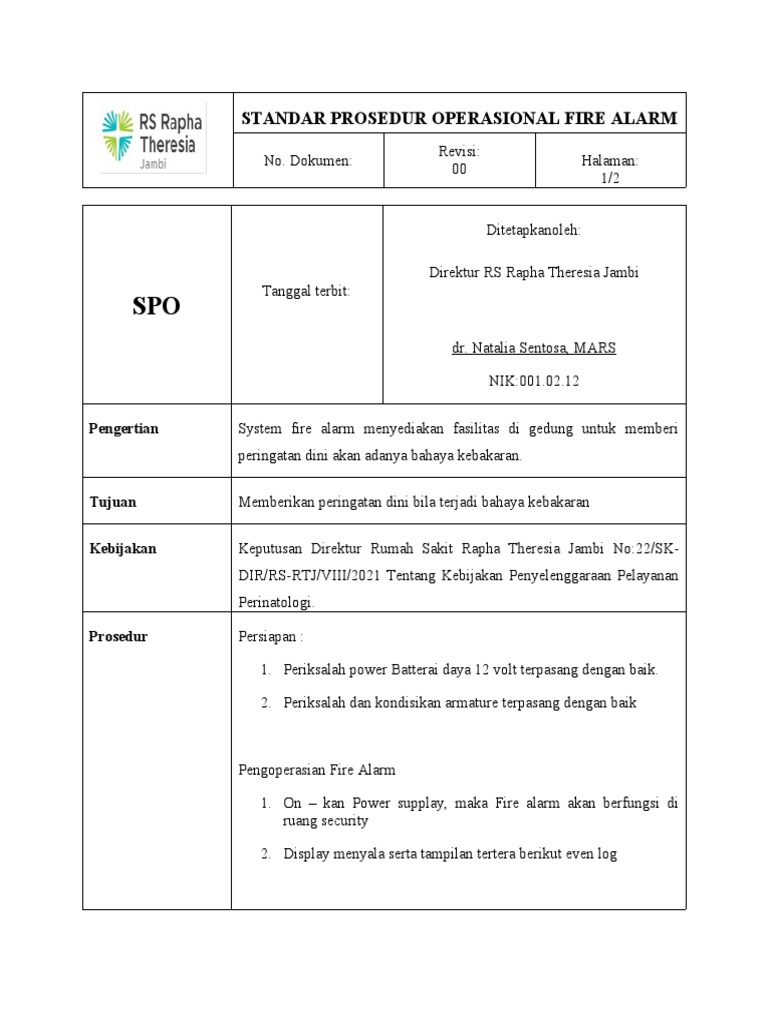 Sop Fire Alarm PDF