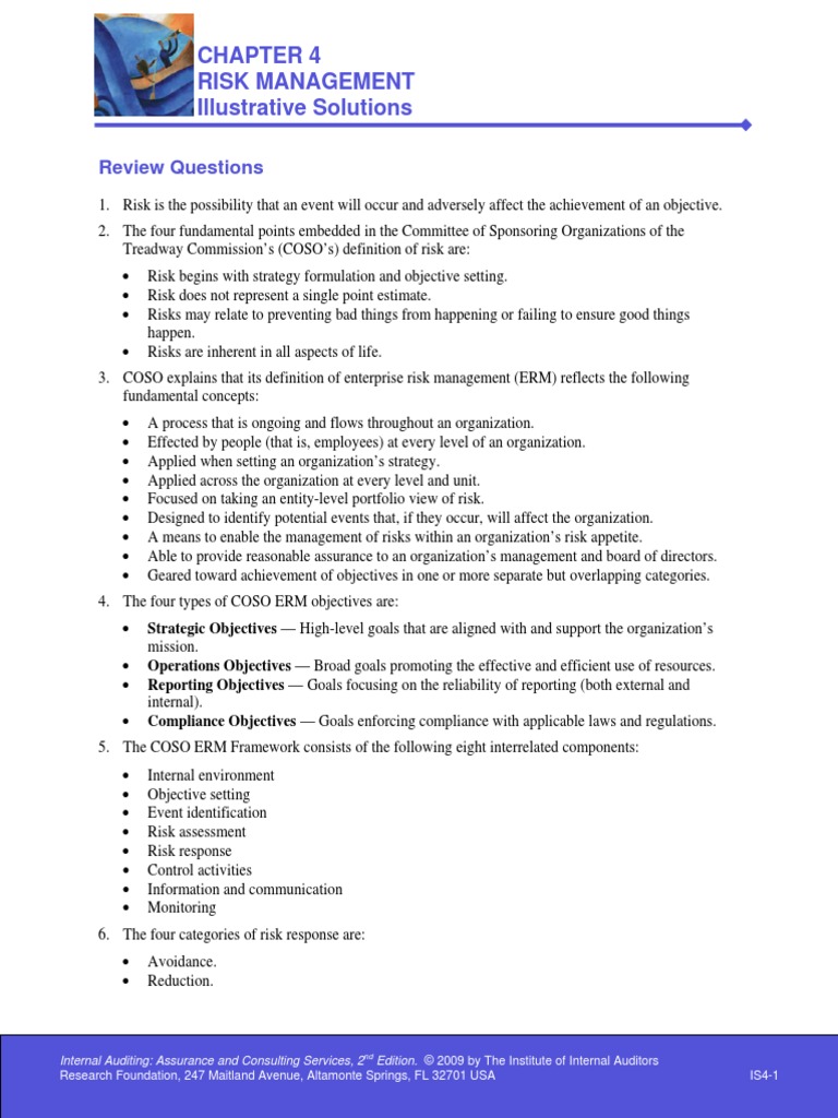 Risk Management Illustrative Solutions: Review Questions | PDF ...