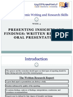 RES 500 - W04 - Presenting Insights and Findings WrittenReports Oral Presentations