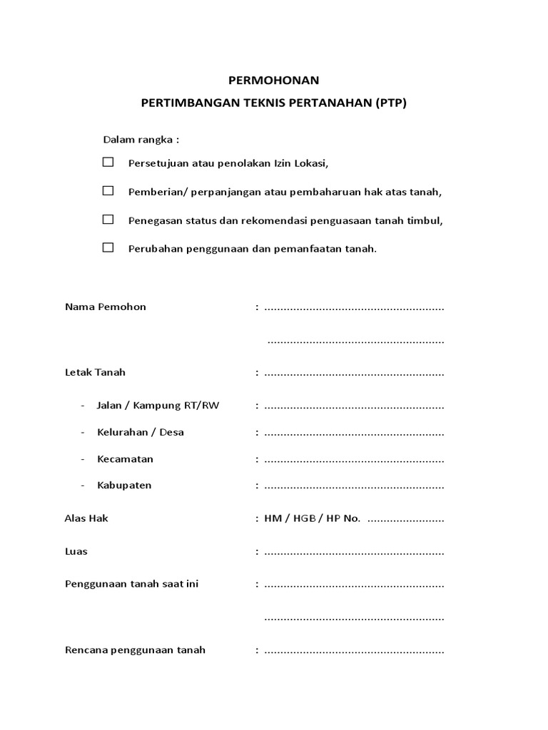 Contoh Surat Permohonan PTP | PDF